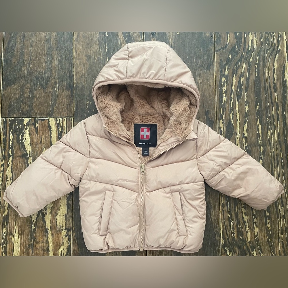Like New! Swiss Tech 18 month Brown Faux Fur Lined Coat
